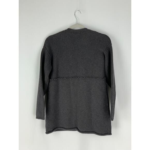 J. Jill Button Up Cardigan Womens Medium 100% Cotton Dark Grey Long Sleeves - Picture 8 of 8